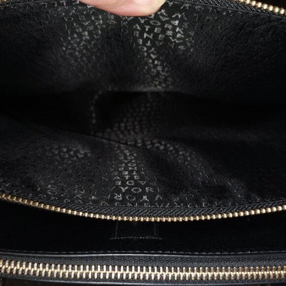 Black/Gold Pebbled Leather Shoulder Bag EUC #261 - Picture 7 of 16